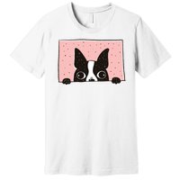 Boston Terrier Peeking Premium T-Shirt