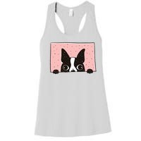 Boston Terrier Peeking Women's Racerback Tank