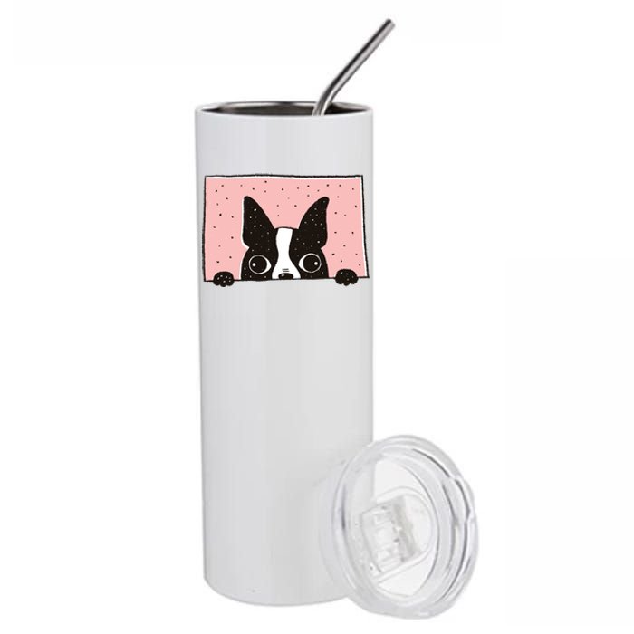 Boston Terrier Peeking Stainless Steel Tumbler