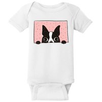 Boston Terrier Peeking Baby Bodysuit