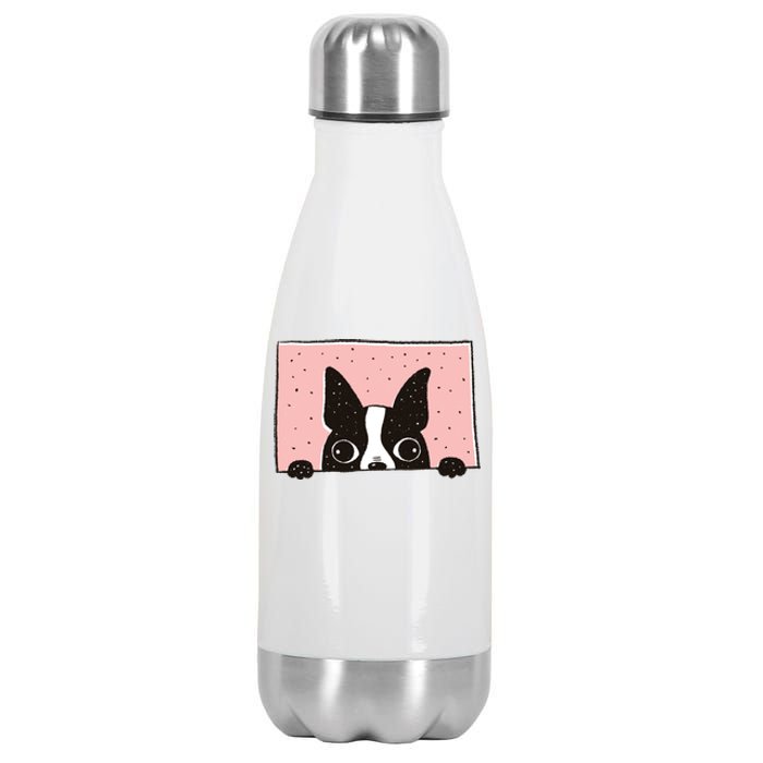 Boston Terrier Peeking Stainless Steel Insulated Water Bottle