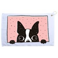 Boston Terrier Peeking Grommeted Golf Towel