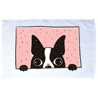 Boston Terrier Peeking Microfiber Hand Towel