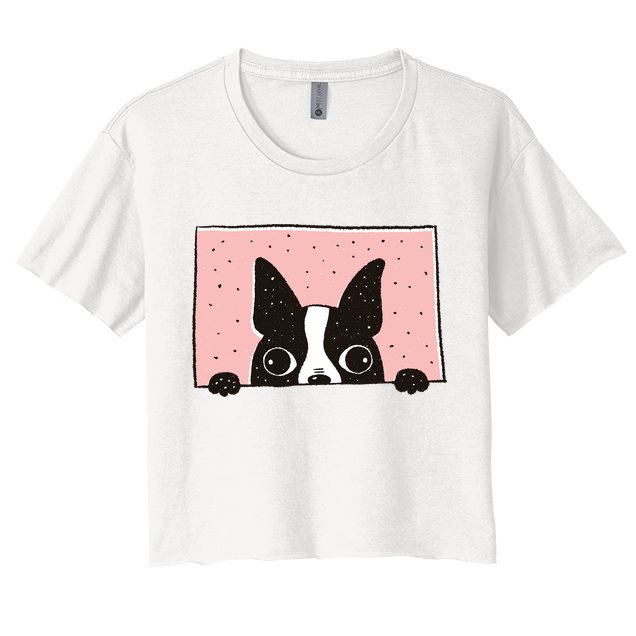 Boston Terrier Peeking Crop Top
