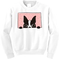 Boston Terrier Peeking Kids Sweatshirt