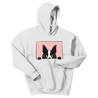 Boston Terrier Peeking Kids Hoodie