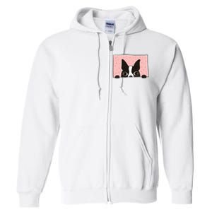 Boston Terrier Peeking Full Zip Hoodie