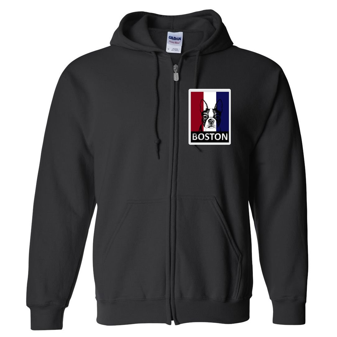 Boston Terrier Portrait  Full Zip Hoodie