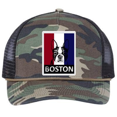 Boston Terrier Portrait  Retro Rope Trucker Hat Cap