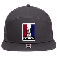 Boston Terrier Portrait  7 Panel Mesh Trucker Snapback Hat