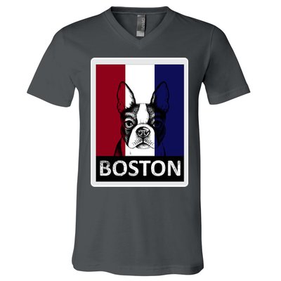 Boston Terrier Portrait  V-Neck T-Shirt