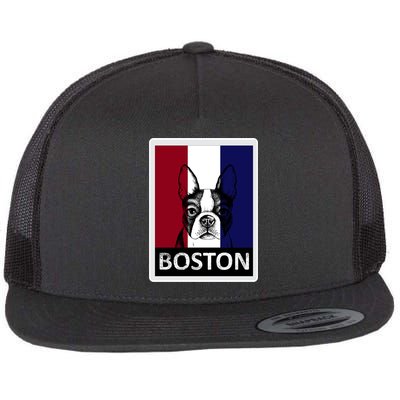 Boston Terrier Portrait  Flat Bill Trucker Hat