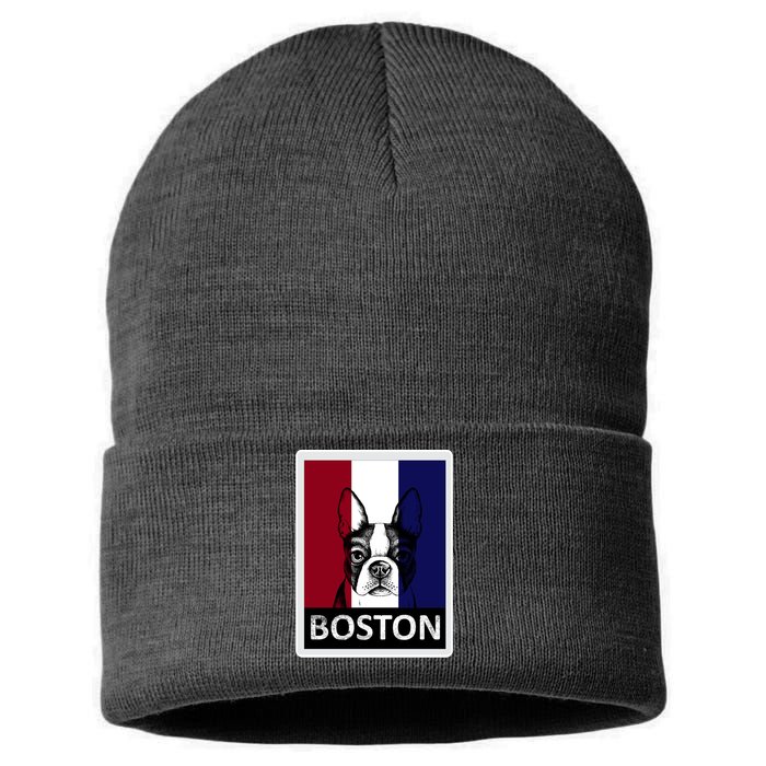 Boston Terrier Portrait  Sustainable Knit Beanie