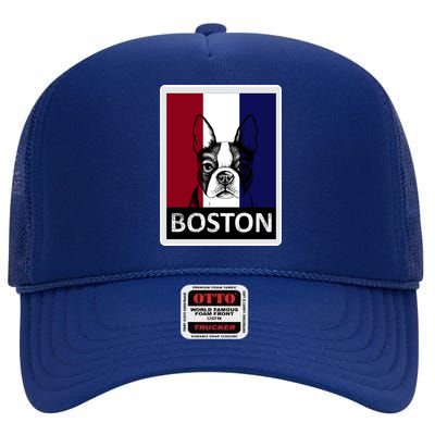 Boston Terrier Portrait  High Crown Mesh Back Trucker Hat