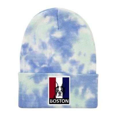 Boston Terrier Portrait  Tie Dye 12in Knit Beanie