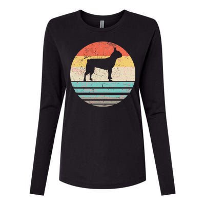 Boston Terrier Retro Sun Womens Cotton Relaxed Long Sleeve T-Shirt