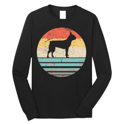 Boston Terrier Retro Sun Long Sleeve Shirt