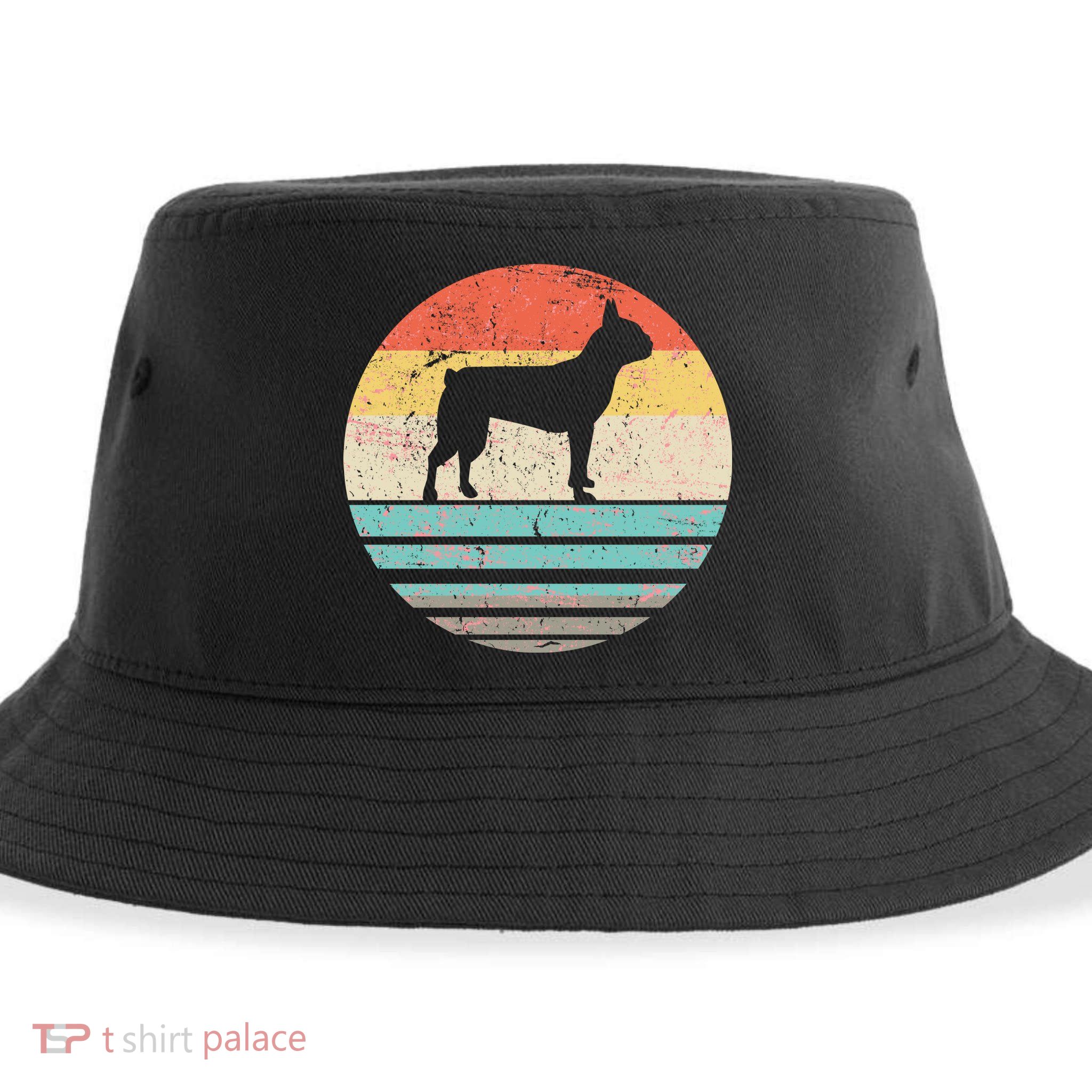 Boston Terrier Retro Sun Sustainable Bucket Hat