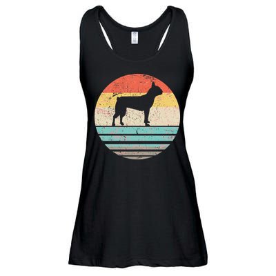 Boston Terrier Retro Sun Ladies Essential Flowy Tank