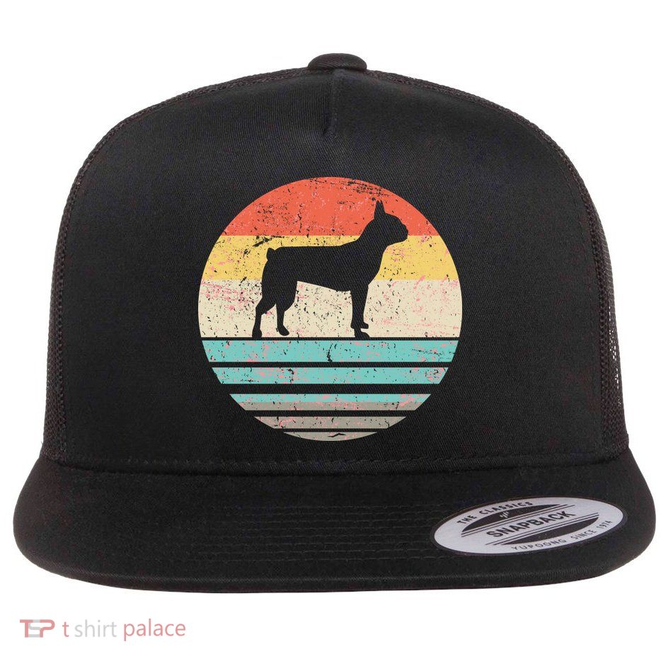 Boston Terrier Retro Sun Flatbill Hat