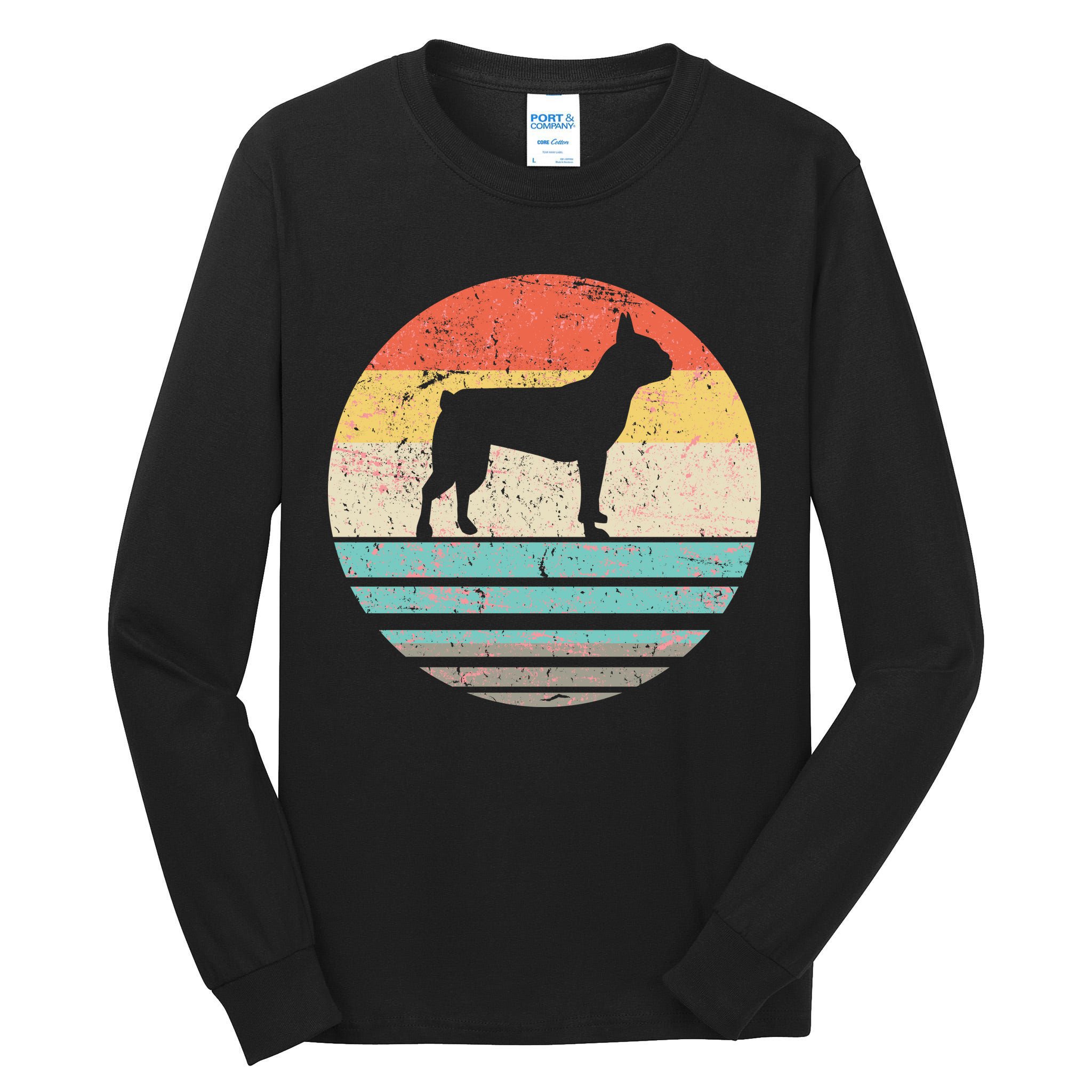 Boston Terrier Retro Sun Tall Long Sleeve T-Shirt