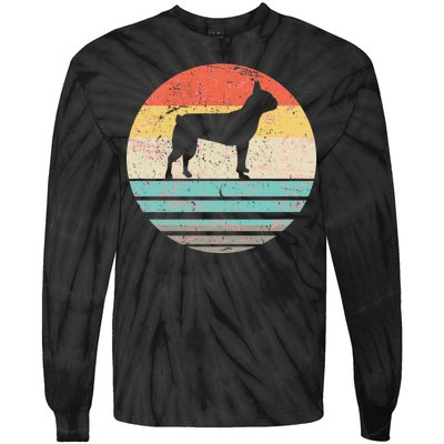 Boston Terrier Retro Sun Tie-Dye Long Sleeve Shirt