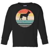 Boston Terrier Retro Sun Toddler Long Sleeve Shirt