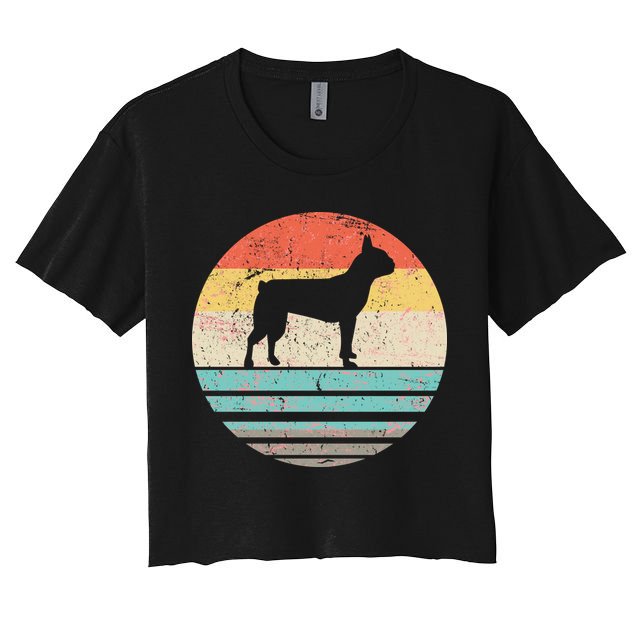 Boston Terrier Retro Sun Crop Top