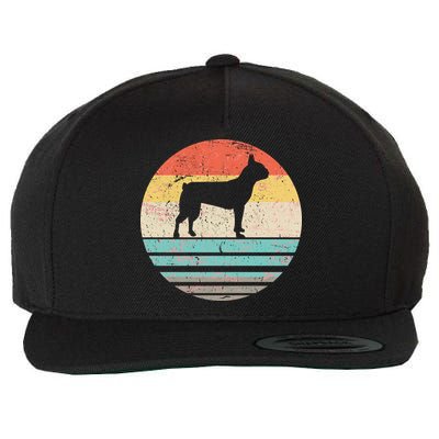 Boston Terrier Retro Sun Wool Snapback Cap