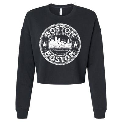 Boston Vintage Logo Cropped Pullover Crew