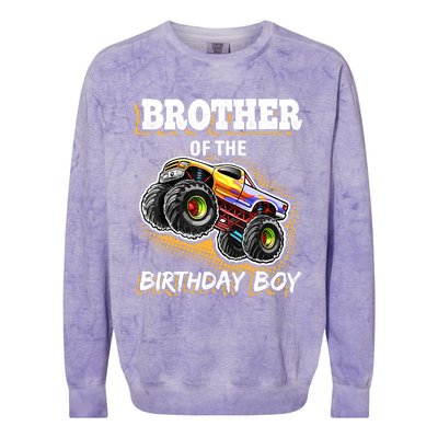 Brother of the Birthday Boy Monster Truck Birthday Gift Colorblast Crewneck Sweatshirt