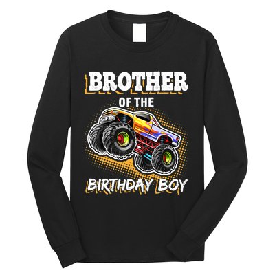 Brother of the Birthday Boy Monster Truck Birthday Gift Long Sleeve Shirt