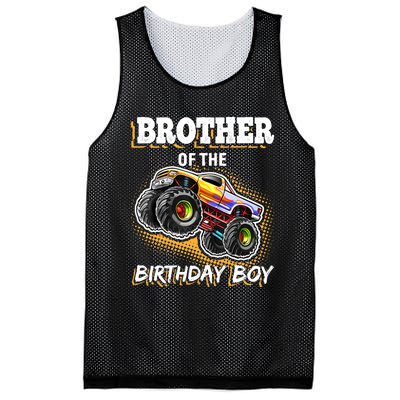 Brother of the Birthday Boy Monster Truck Birthday Gift Mesh Reversible Basketball Jersey Tank