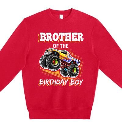 Brother of the Birthday Boy Monster Truck Birthday Gift Premium Crewneck Sweatshirt