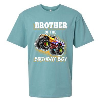 Brother of the Birthday Boy Monster Truck Birthday Gift Sueded Cloud Jersey T-Shirt