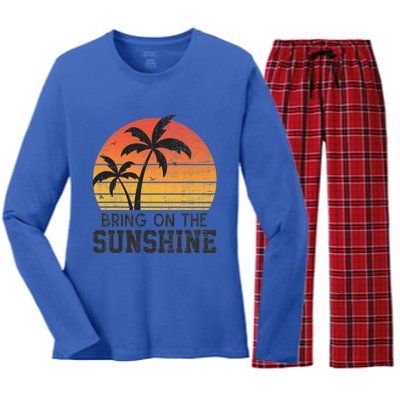 Bring On The Sunshine Summertime Summer Season Summer Vibes Gift Women's Long Sleeve Flannel Pajama Set 