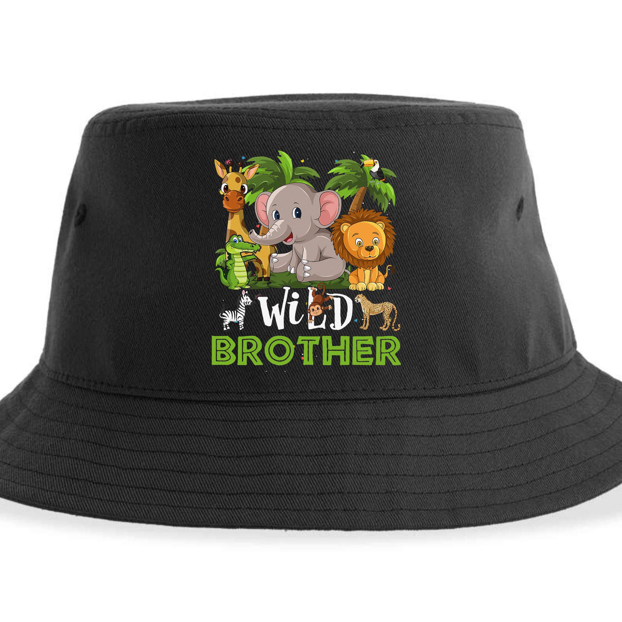 Brother of the Wild Zoo Birthday Safari Jungle Animal Funny Sustainable Bucket Hat