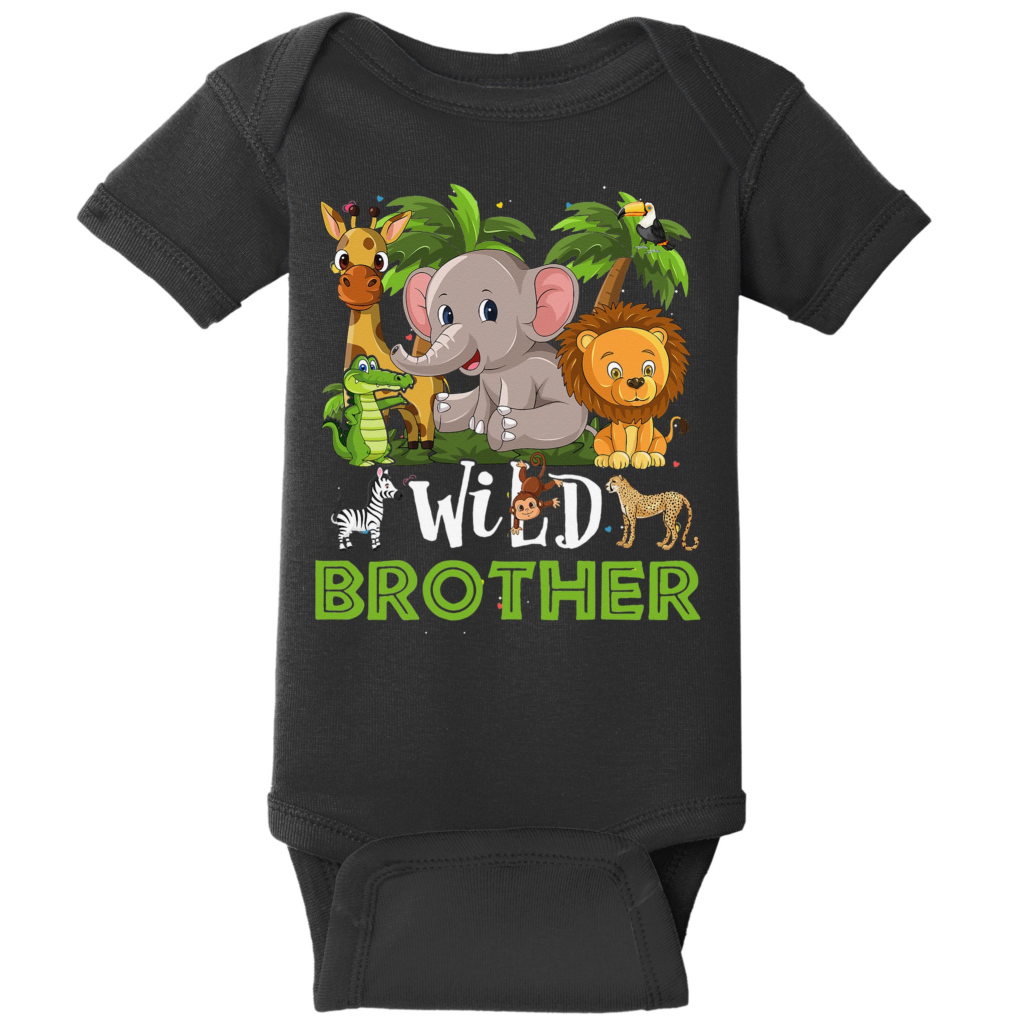 Brother of the Wild Zoo Birthday Safari Jungle Animal Funny Baby Bodysuit