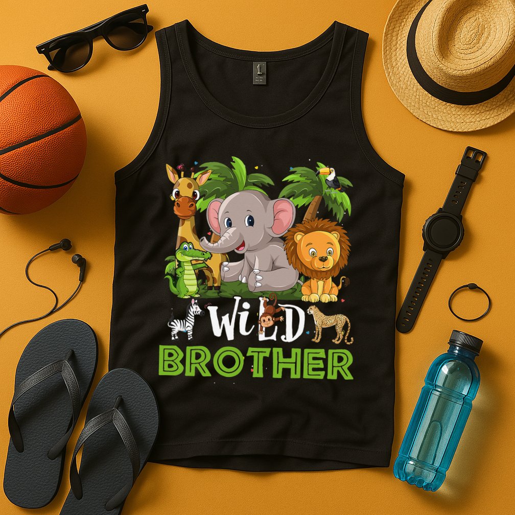 Brother of the Wild Zoo Birthday Safari Jungle Animal Funny Tank Top