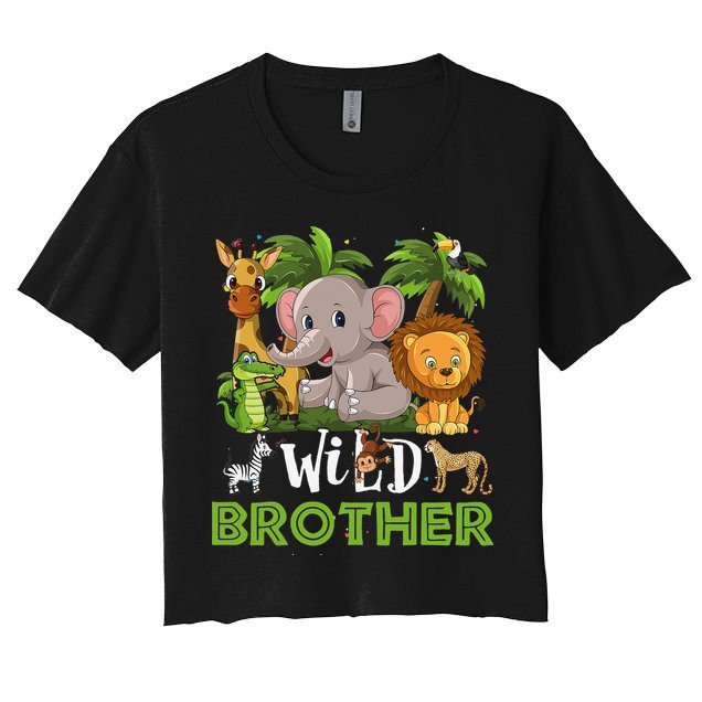 Brother of the Wild Zoo Birthday Safari Jungle Animal Funny Crop Top