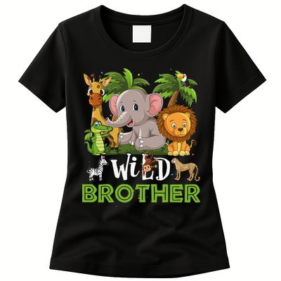Brother of the Wild Zoo Birthday Safari Jungle Animal Funny Womens T-Shirt