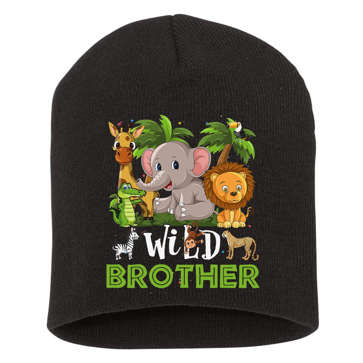 Brother of the Wild Zoo Birthday Safari Jungle Animal Funny Short Acrylic Beanie