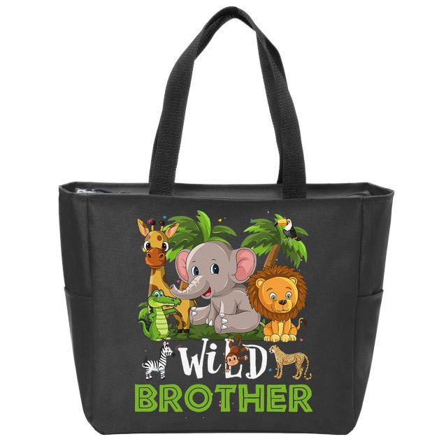 Brother of the Wild Zoo Birthday Safari Jungle Animal Funny Zip Tote Bag