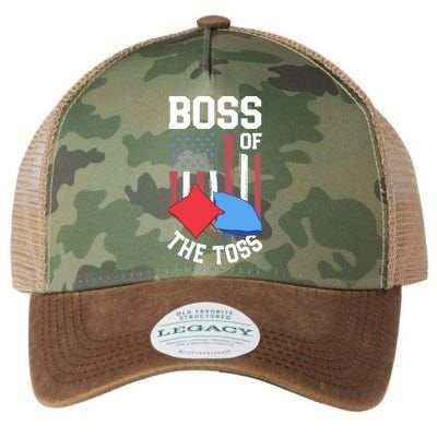 Boss Of The Toss Funny Cornhole Gifts For Bean Bag Toss Legacy Tie Dye Trucker Hat