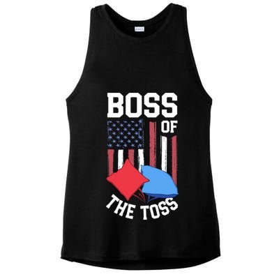 Boss Of The Toss Funny Cornhole Gifts For Bean Bag Toss Ladies PosiCharge Tri-Blend Wicking Tank