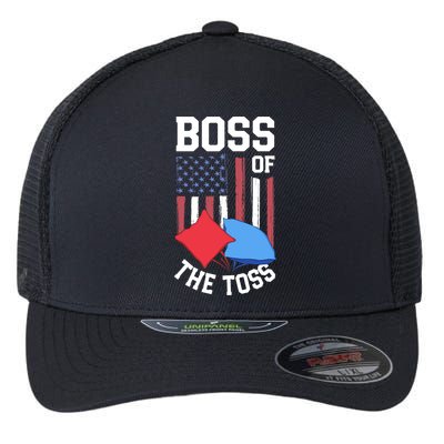 Boss Of The Toss Funny Cornhole Gifts For Bean Bag Toss Flexfit Unipanel Trucker Cap