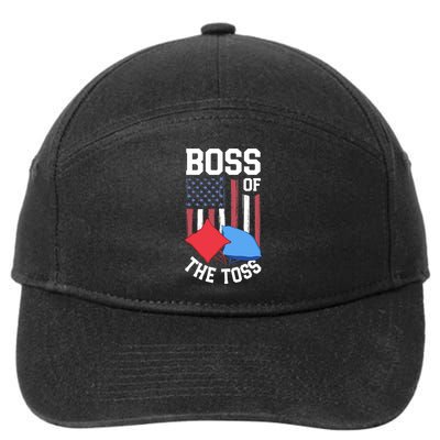 Boss Of The Toss Funny Cornhole Gifts For Bean Bag Toss 7-Panel Snapback Hat