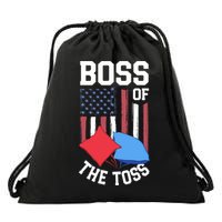 Boss Of The Toss Funny Cornhole Gifts For Bean Bag Toss Drawstring Bag
