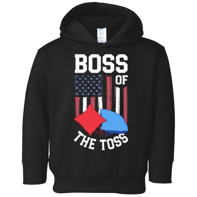 Boss Of The Toss Funny Cornhole Gifts For Bean Bag Toss Toddler Hoodie