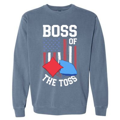 Boss Of The Toss Funny Cornhole Gifts For Bean Bag Toss Garment-Dyed Sweatshirt